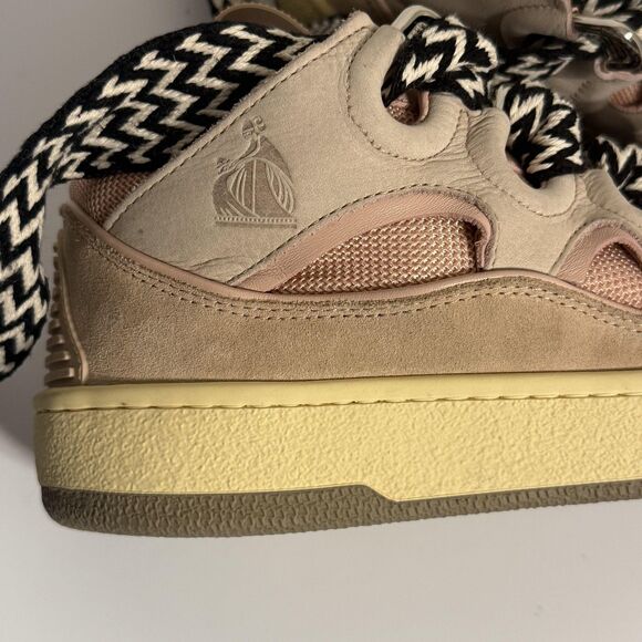 Lanvin Curb Shoes Mens Size 40 Beige Pink Low Top Leather Suede Made in Italy - Picture 14 of 16